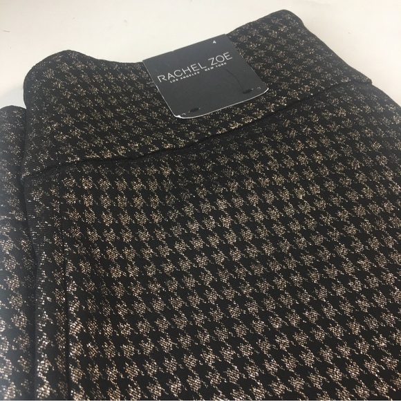 New Rachel Zoe Pants Black Gold Skinny Stretch pants high waist Size 4 - Picture 3 of 9